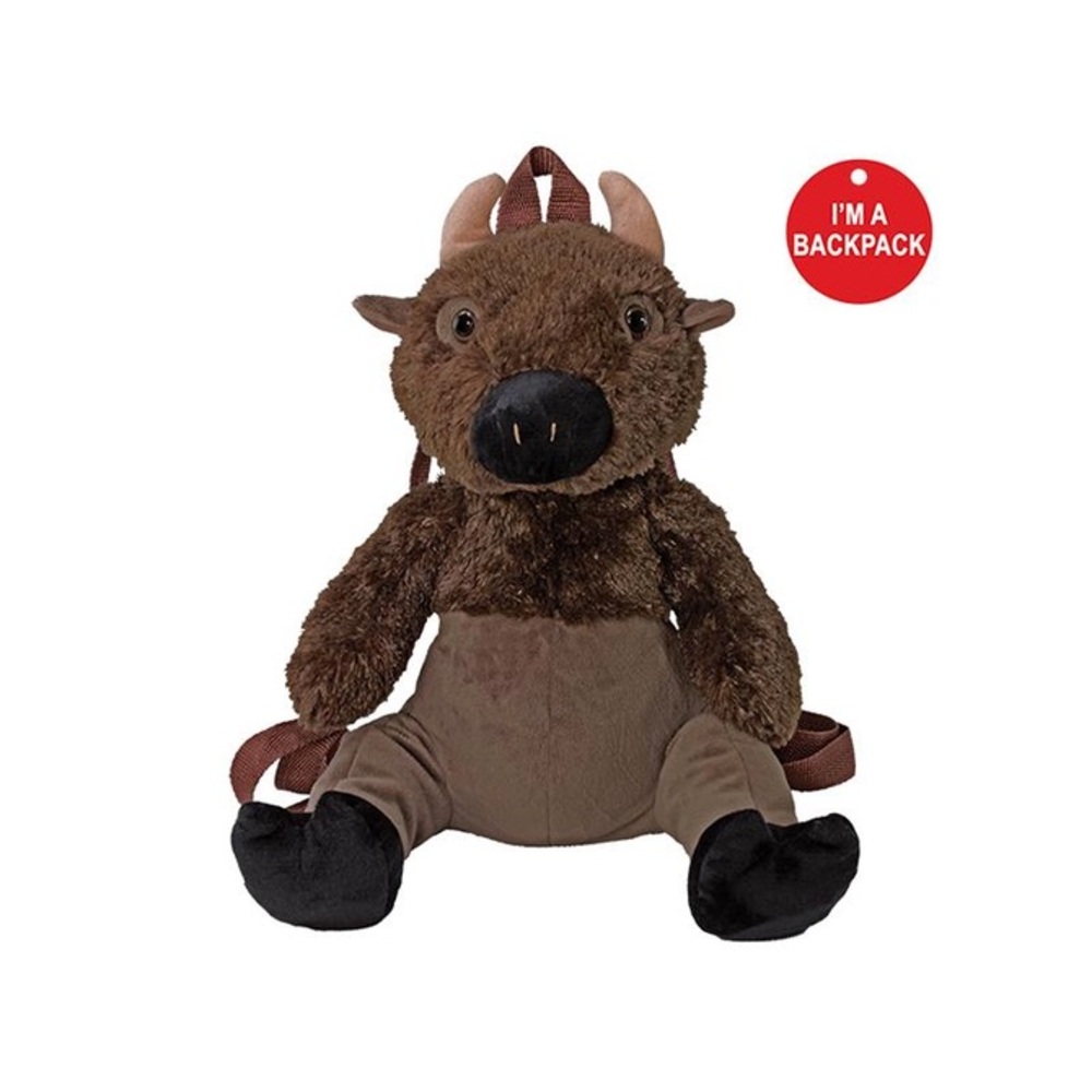 Brown Plush Bison Backpack for Kids